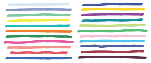 Color highlight marker lines strokes. colorful highlights, markers stripes and yellow line highlight. Vector illustration.