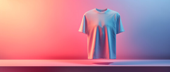 T-Shirt Displayed Against Multicolored Background