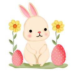 easter bunny with easter eggs