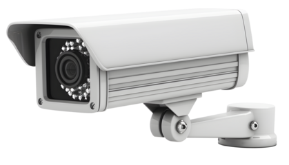 Security camera, white background, e-commerce page product map soft lighting