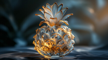An artistic representation of a pineapple made entirely of glass