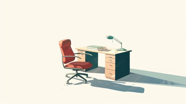 illustration of an office style table with chair, workplace on white background in high definition and high quality. WORKPLACE CONCEPT HD