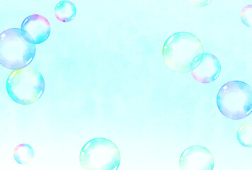 背景素材_水彩_シャボン玉_空