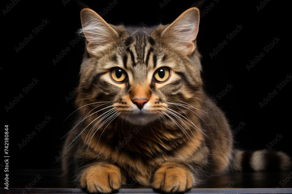Poster close up of a cat on a table generative ai