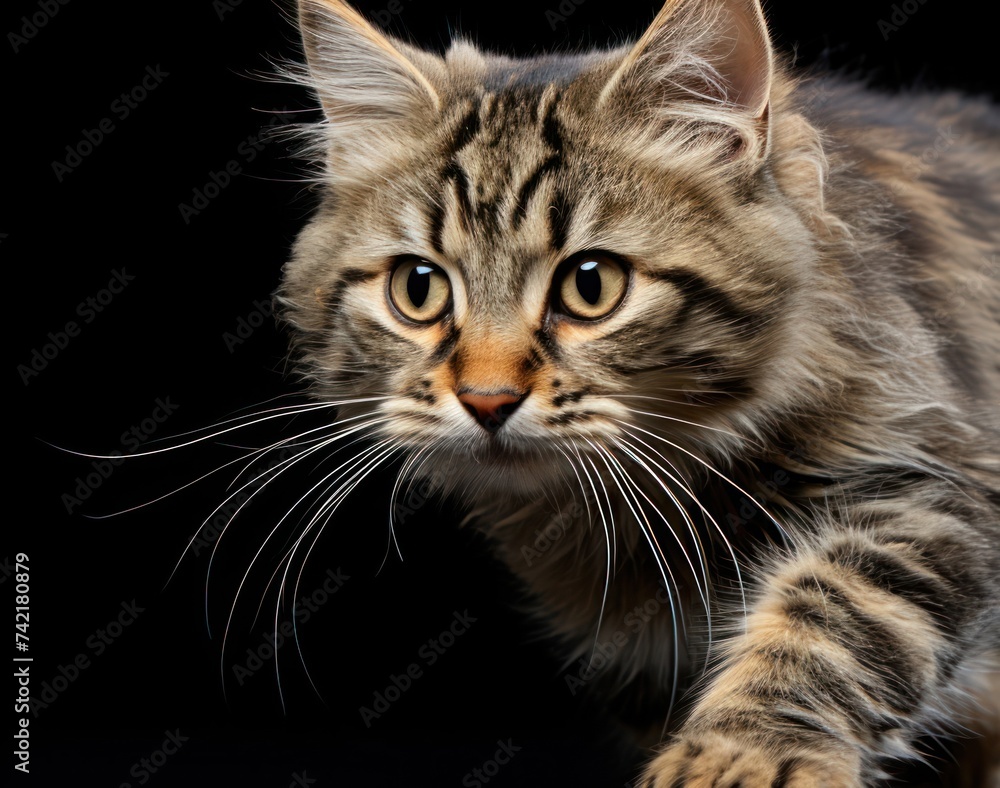 Poster close up of a cat on black background generative ai