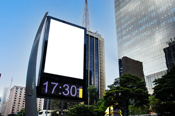 Billboard blank mock up in the city of Sao Paulo. Use this photo day mockup for your outdoor design. - Powered by Adobe