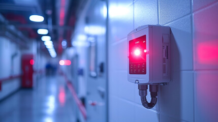 A closeup of a stateoftheart alarm panel being mounted on the wall allowing for easy access to security controls.