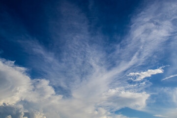 Abstract background of beautiful white clouds with blue sky in Brazil