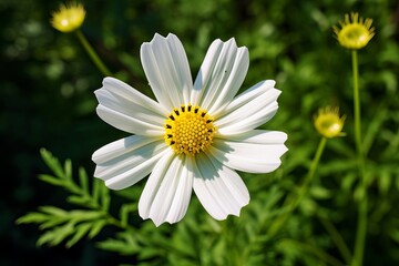 Fototapeta premium A daisy flower its petals radiant. The Graceful Beauty of White Daisy Blossoms.
