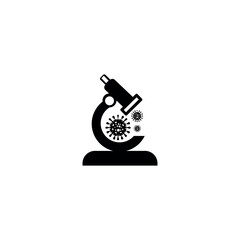 Microscope logo. microscope and virus logo. Icon vector design template in white background.