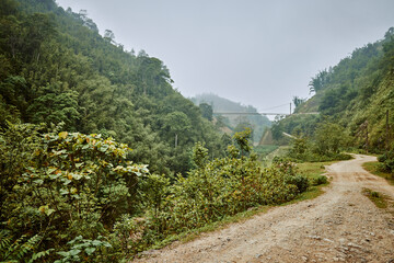 village rice fields and misty mountains in sapa, vietnam - 742192004