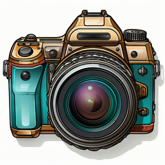 Vintage Style Illustration of a Professional Camera

