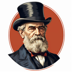 Illustration of Vintage Gentleman with Top Hat

