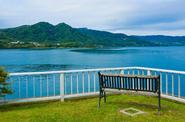 Scenery of Lake Toya and Mt. Yotei at Toyako onsen in Hokkaido, Japan.