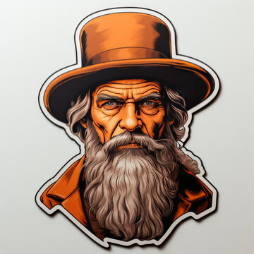 Illustration of Grizzled Old Man with Top Hat


