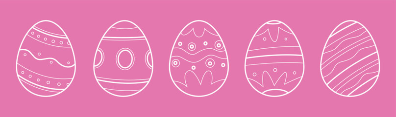 Set od ornament easter eggs. Vector outline ornament sign. Easter icon isolated on white background.
