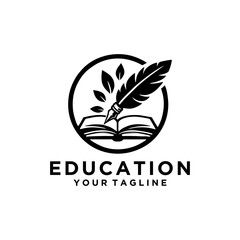 Book and Pen Logo For Education
