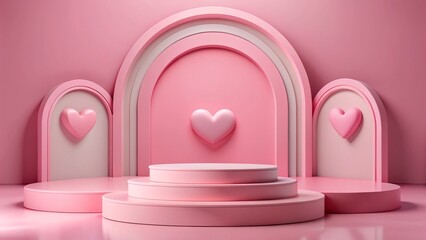 Pink Podium Background for Product Display - Love Symbolism