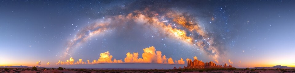 Arc of the Milky Way Over Countryside Landscape
