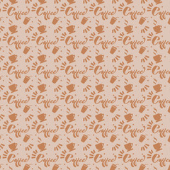 Cute coffee seamless doodles pattern design. Seamless pattern design for wallpaper, wrapping paper, fabric and texture interior background.