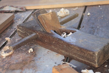 manual wood pegs on a table 