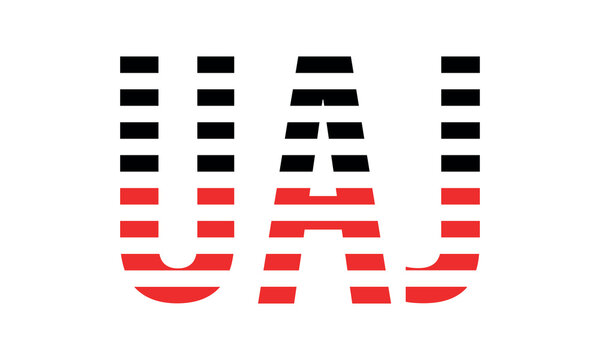 UAJ three initial letter iconic line negative space minimal logo design vector template. monogram, abstract, wordmark, business, typography, minimalist, brand, company, flat, modern, unique, simple