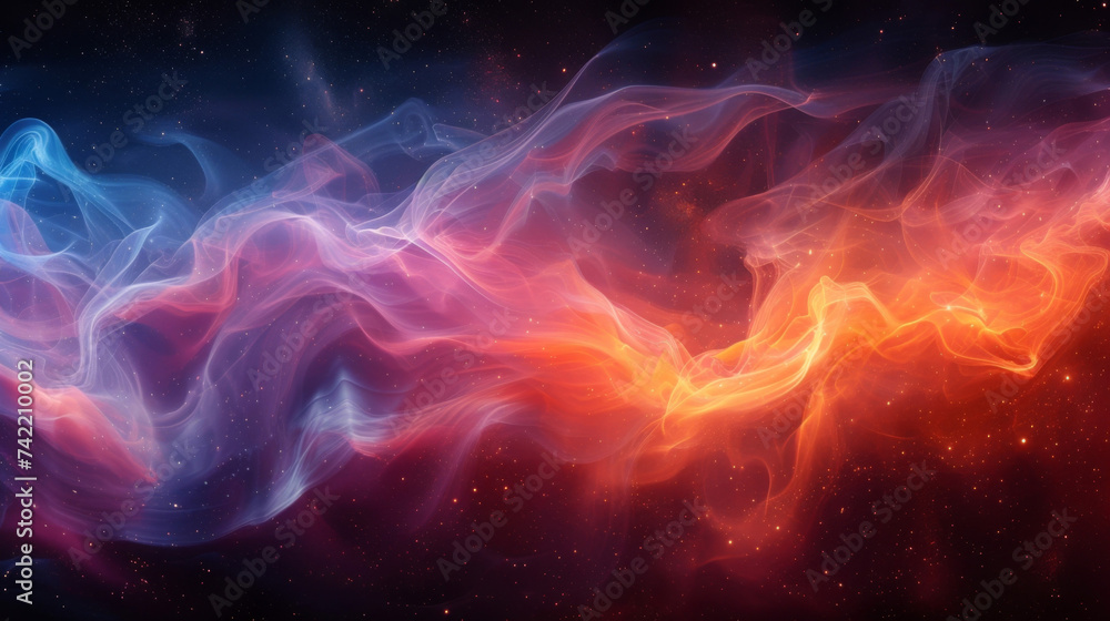 Poster texture of a galactic aurora with ribbons of shimmering light dancing across a dark canvas to create