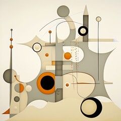 An abstract illustration featuring a composition of circles in muted earth tones