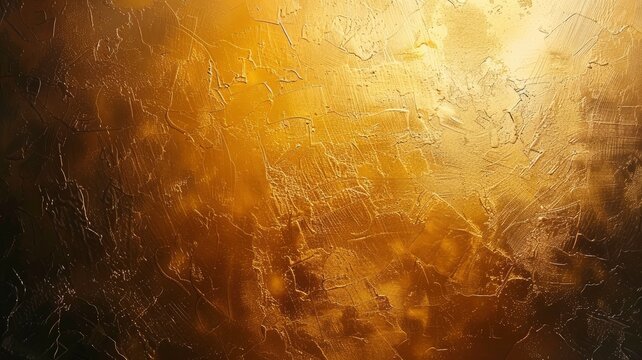 Gold wall texture background. Yellow shiny gold foil paint on wall sheet with gloss light reflection, vibrant golden paper luxury wallpaper - generative ai