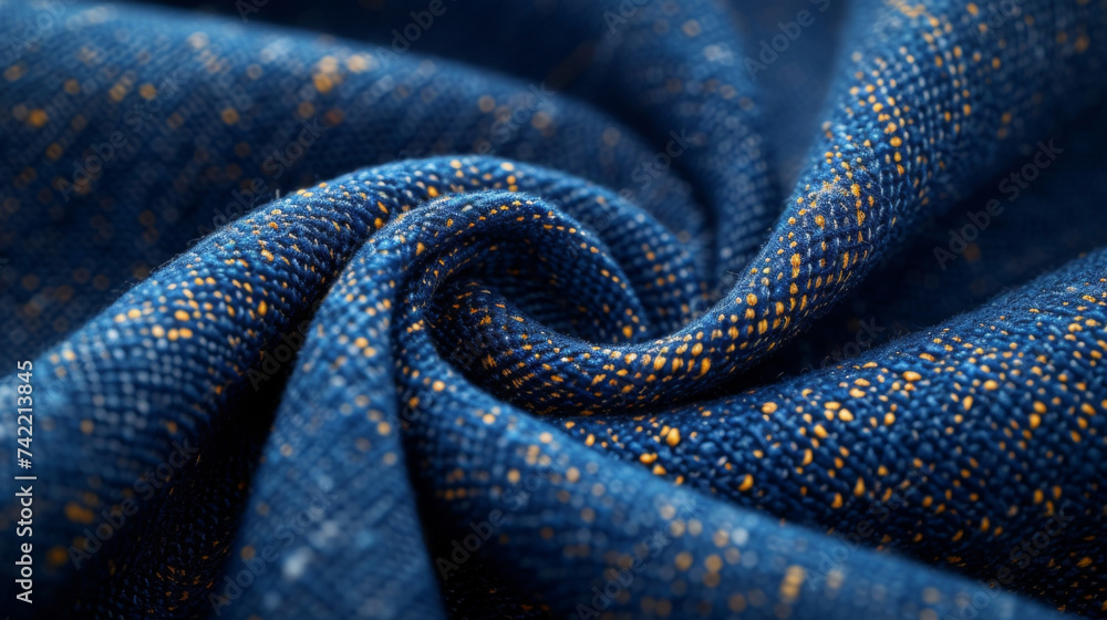 Poster texture of a modern denim fabric made from a combination of cotton and synthetic fibers to create a 
