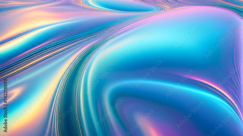 Aufkleber chrome-fluid-resembling-light-hologram-undulating-dynamically-against-a-pitch-dark-backdrop