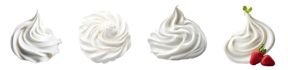 whipping cream isolated on a transparent PNG background, white background , Generative Ai