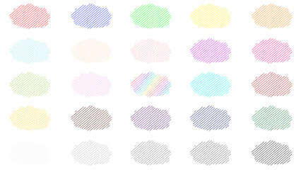 手描きの雲形のストライプの線　25個セット