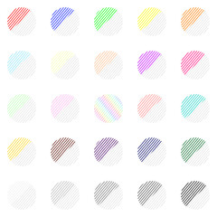 2色のストライプの線　円　25色セット