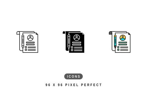 Registration Icon. Online Form Application Pictogram Graphic Illustration. Isolated Simple Line Icon For Infographic, App and Web Button.