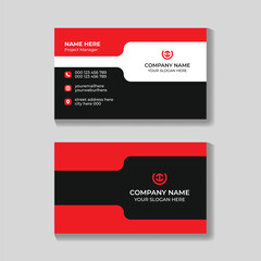 Corporate modern red and black business card design template for personal or company use
