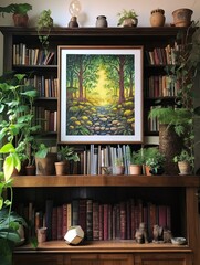 Enchanted Woodland Alcoves: Vintage Magical Bookshop Landscape Print