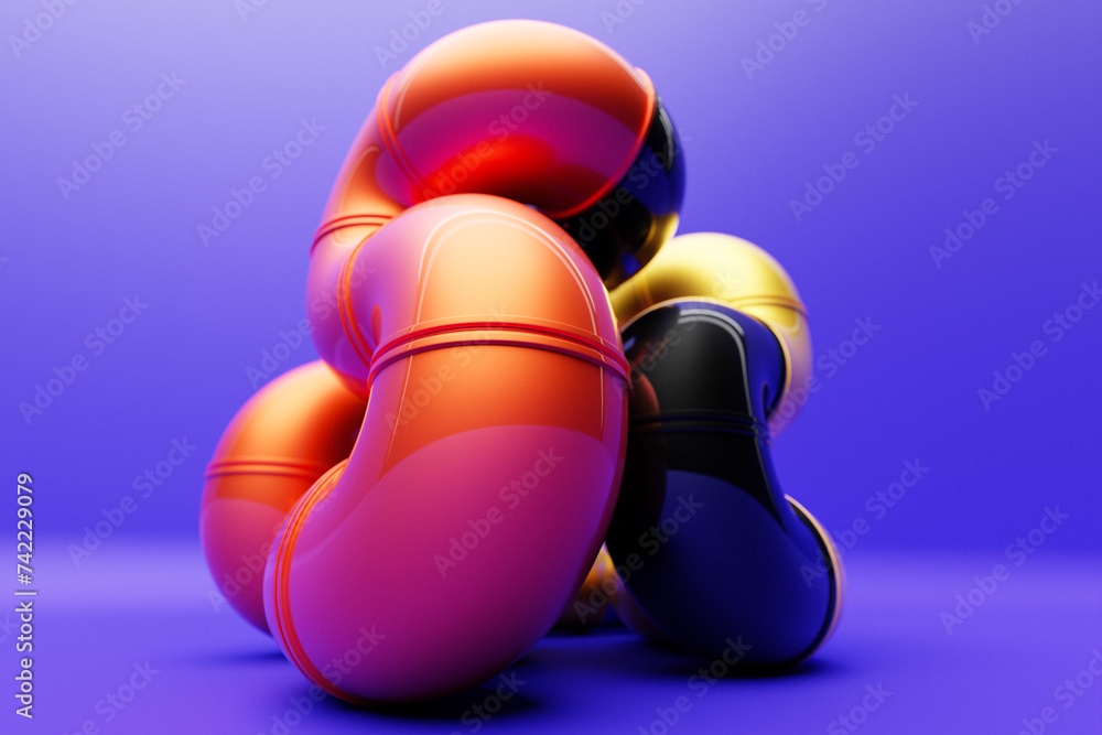 Poster abstract dynamic colorful shape. 3d illustration and rendering. elegant line background.