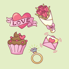 Cute Valentine day decoration gift love and lover celebration holiday vector art February