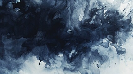 Abstract watercolor background. Blue and black colors. Hand drawn illustration.