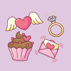 Cute Valentine day decoration gift love and lover celebration holiday vector art February