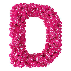 Ball letter D pink font 3d render