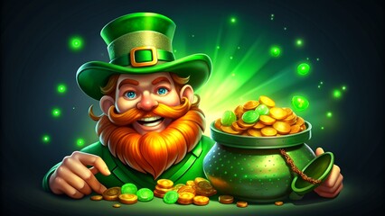 St. Patrick's Day Card Leprechaun Treasure Gold