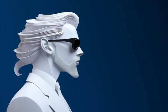 白い造形男性ポートレート,Generative AI AI画像