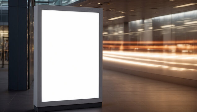 Blank white mock up of vertical light box