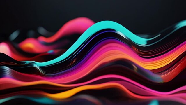Abstract liquid wavy shapes futuristic banner. Glowing retro waves neon background