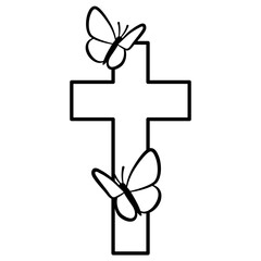 Cross with Butterflies