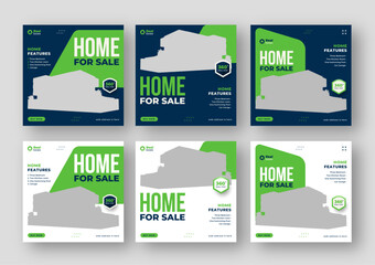 Real estate social media facebook or instagram post web banner template bundle