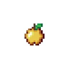 Fototapeta premium Golden apple, pixel art food