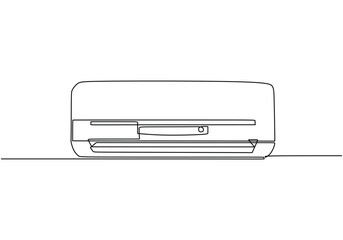 Continuous line drawing air conditioner. Home technology cooler. Vector illustration single one outline.